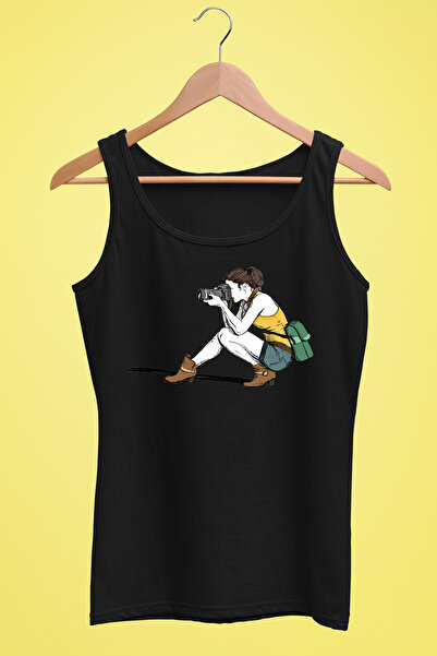 Raf Coll Γυναικεία φωτογράφος Rasarım Ψηφιακή στάμπα μπλουζάκι με λουράκι - 100% βαμβάκι