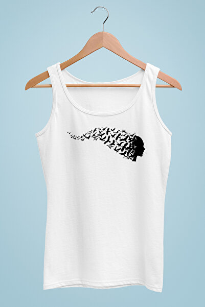 Raf Coll Tricou cu bretele pentru damă, cu design păsări, imprimat digital, 1...