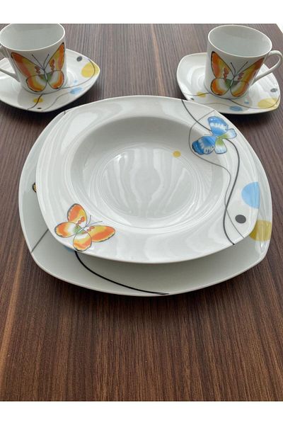 WORTHY WAY 30 Piece Breakfast Set Butterfly Patterned Breakfast Set