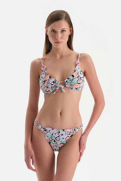 Dagi Ecru-lila Bikinihose mit mittlerer Taille