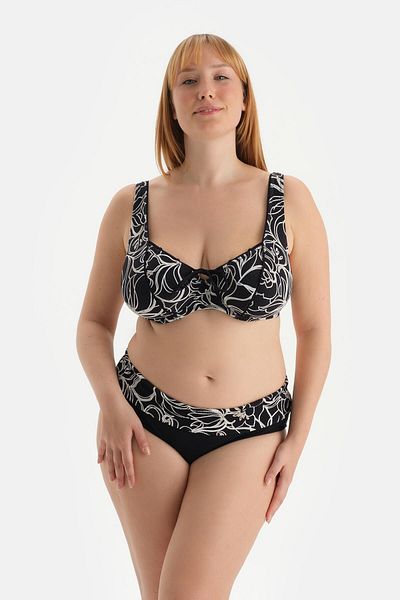 Dagi Bikinioberteil mit Raffkorsett - Weiß und Schwarz