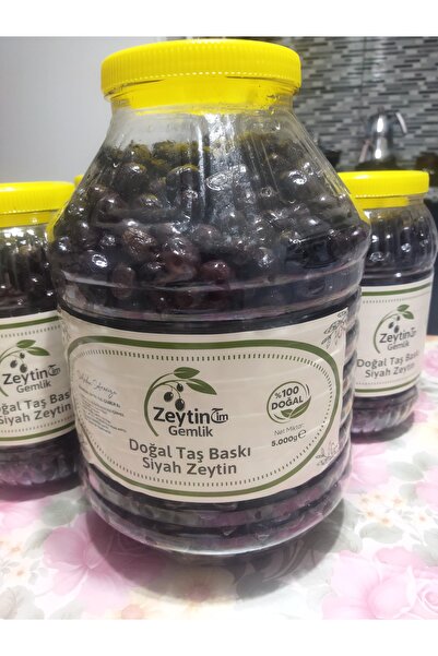 Gemlik Taş Baskı Doğal Siyah Zeytin 5 Kg (360-380 KALİBRE)