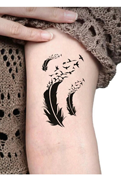 petit bijou Uçan Kuşlar Ve Tüy Dövme, Bilek, Kol, Göğüs Geçici Dövme ,tattoo (KÜÇÜK BOY)