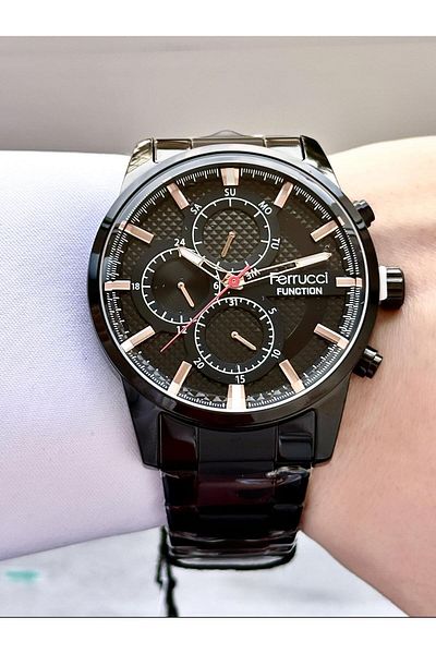Ferrucci Men's Multifunctional Metal Band Wristwatch