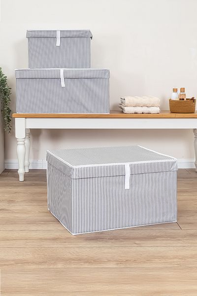 Milenay Multi-Purpose with Lid Laundry-Storage-Organization Etc.Hocus, Box 50x40x30 - Maxi Model Box - Gray