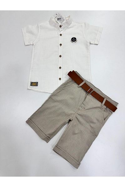 Esterella Boy's Set - Judge Collar Shirt and Belted Shorts