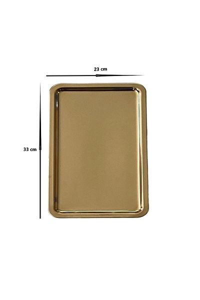 AHİR TİCARET Stainless Gold Serving and Presentation Tea Coffee Dessert Tray 33 x 23cm