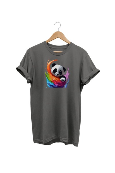 WİDİ Widi Panda Šareni Štampano Sivi T-shirt