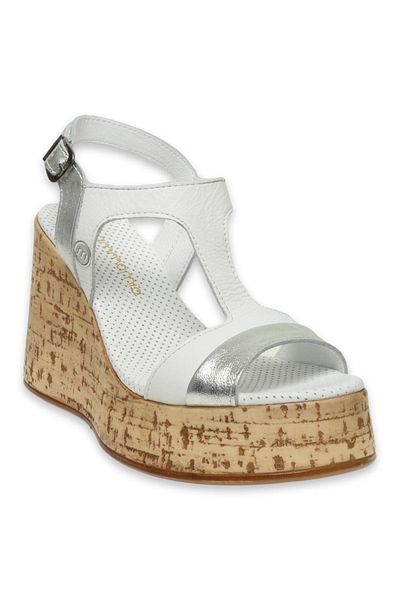 Mammamia D24Ys-1530Z Wedge Heel White Women's Sandals
