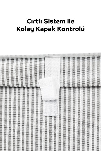 Milenay Kapaklı Çok Amaçlı  Çamaşır-Saklama-Düzenleme Vb Hurç, Kutu - 50x40x19 - Baza Model Kutu - Gri