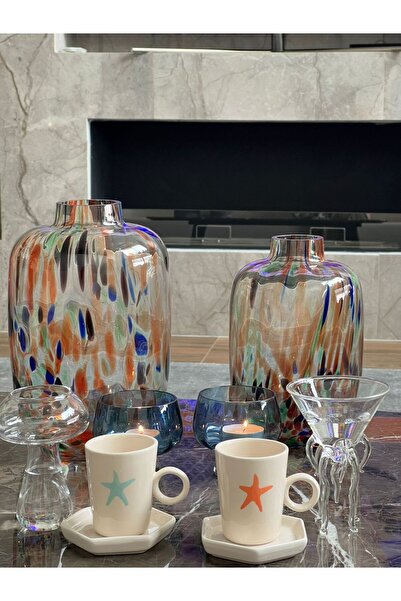 MeGgDecor طقم أكواب على شكل نجمة البحر مكون من قطعتين