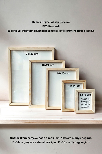 Yoko Home Orijinal, Kanallı, Değiştirilebilir Ahşap Çerçeve, Tek Parça Boş Çerçeve (Önü korumalı, Postersiz)