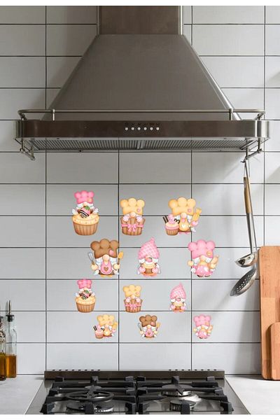 digiwall Cute Cook Gnomes Glass, Wall Sticker