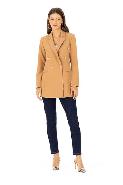 SEÇİL Camel Brand Blazer Jacket with Pockets