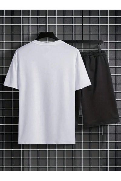 Revasser Σετ μπλουζάκι Unisex Γυναικείο/Ανδρικό Λευκό BEAR Προσαρμοσμένο εμπριμέ σορτς