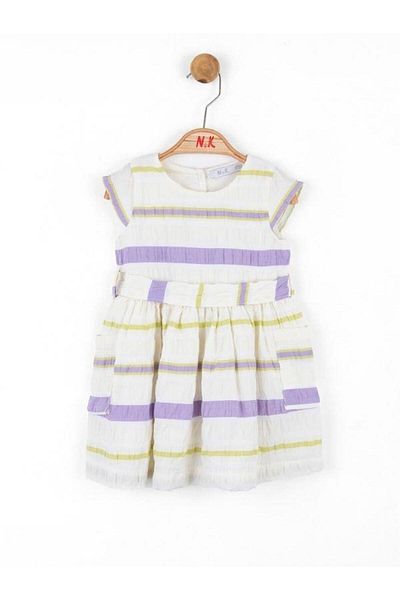 NK Girl's Back Buttoned Belted Pocket Dress