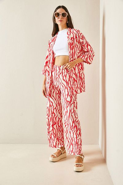 XHAN Pink Patterned & Textured Kimono Set 5YXK8-48452-20