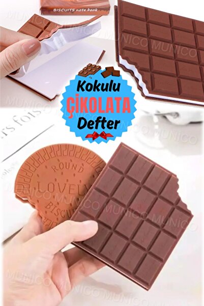 Munico Not Defteri Kahverengi Bloknot Kokulu Çikolata 3D 3D Çikolata Kabartma...