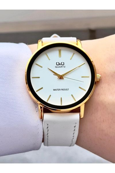Q&Q Men's Leather Cord Wristwatch