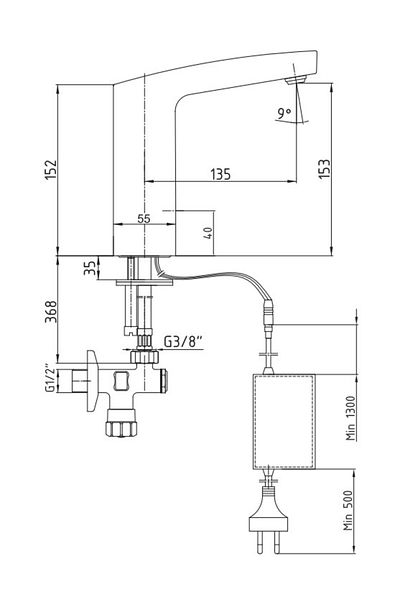 Eca Photocell Sink Faucet Electric108108041 Double Water Inlet