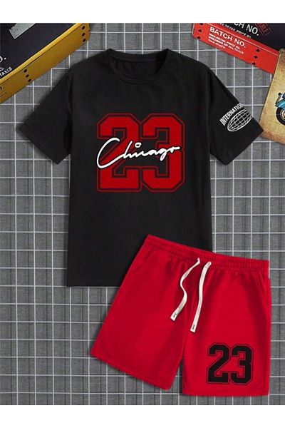 Revasser Unisex Women/Men 23Chicago Custom Printed Shorts T-shirt Set