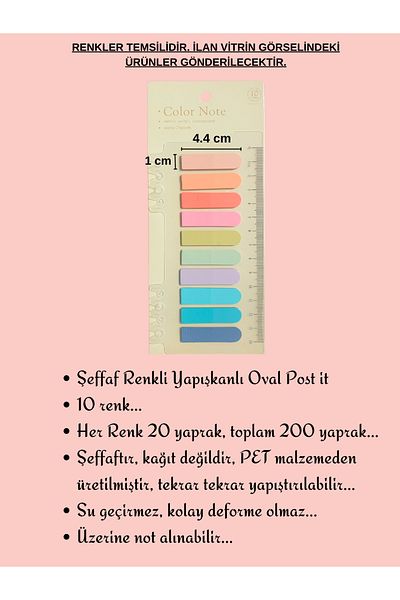 EZOSHOP Transparent Color Postit Sticky Note Paper Oval Post-It Colorful Summer