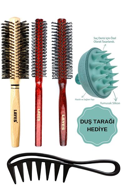 Layes Men's Combing Blow Dry Brush Series - Set of 3 + Styling Comb + Blue Shower Comb