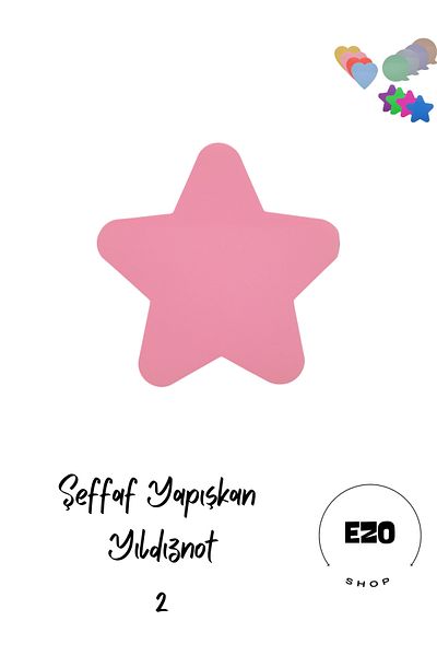 EZOSHOP Post-it Sticky - Transparent Colored Note Paper, Yıldızznot 2