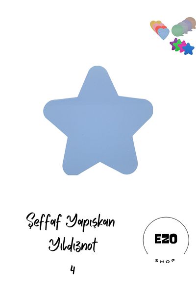 EZOSHOP Post-it Sticky - Transparent Colored Note Paper, Yıldızznot 4
