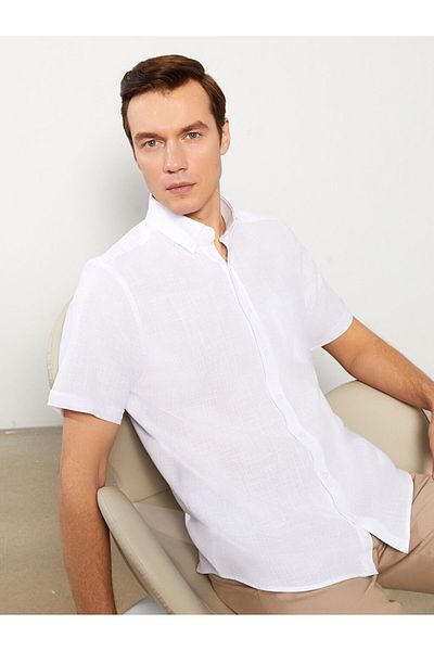 LC Waikiki Regular Fit Short Sleeve Linen Blended Men's Shirt