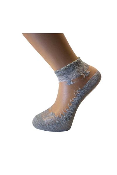 sevateks Perfumed 3 Pairs Colorful Tulle Socks with Ankle Embroidery