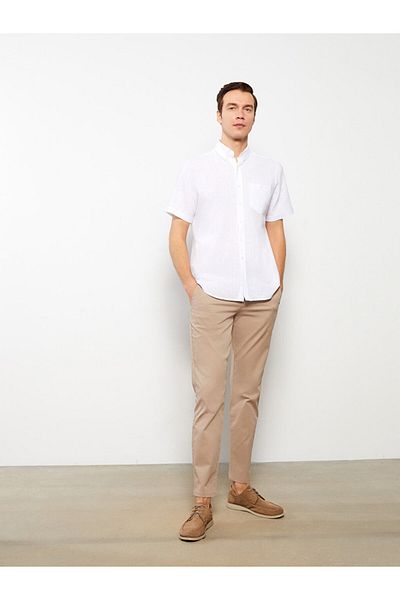 LC Waikiki Regular Fit Short Sleeve Linen Blended Men's Shirt