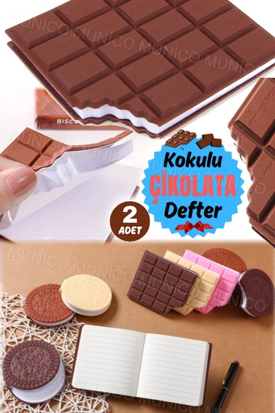 Munico 2 Adet Yaratıcı Sevimli Simülasyon Çikolatalı Kurabiye Not Defteri Kom...