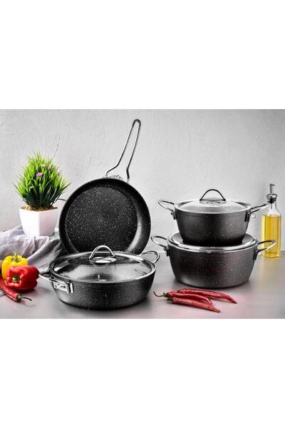 Cosiness Granit 7 Parça Tencere Tava Set - Siyah