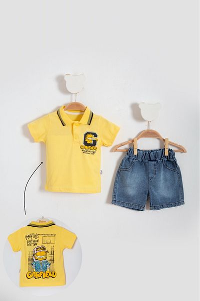 LADİN SUMMER LACCOUNT JEANS SHORTS BOTTOM TOP SET