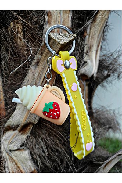 TÜKKAN ACCESSORİES Ten Milkshake Strawberry Detail Keychain Bag And Wallet Ornament-Keychain60