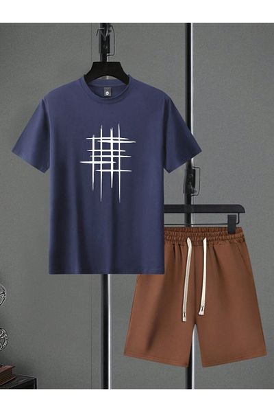 Revasser Σετ μπλουζάκια Unisex Γυναικεία/Ανδρικά ριγέ προσαρμοσμένα εμπριμέ σορτς