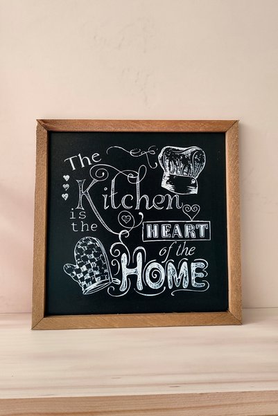 Yoko Home The Kitchen is the HEART of the HOME, Mutfak EVİN KALBİDİR Ahşap Çerçeveli Tablo