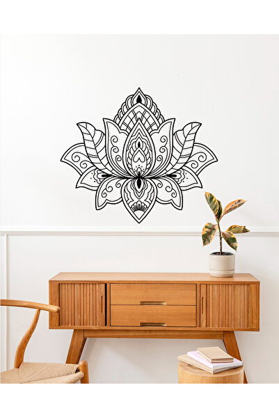 MAARS Şeffaf Siyah Renkli Lotus Çiçeği Şeklinde  desen,  Cam, duvar sticker