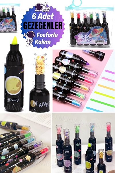 Munico Fosforlu Kalem Karne Hediyesi Figürlü Fosfor Doodle Renkli Şişe Görünü...