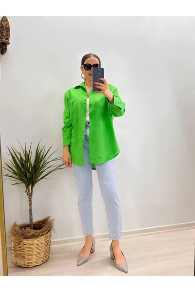 zahire LINEN NEON SHIRT GREEN