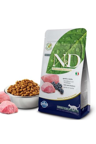 N&D Nd Tahılsız Kuzu & Yaban Mersinli Yetişkin Kedi Maması 5 Kg