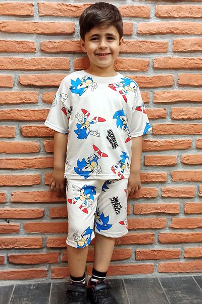 endudu New Season Summer Super Sonic Printed 2-Piece Boys' 2-Piece Set with Cartoon Characters