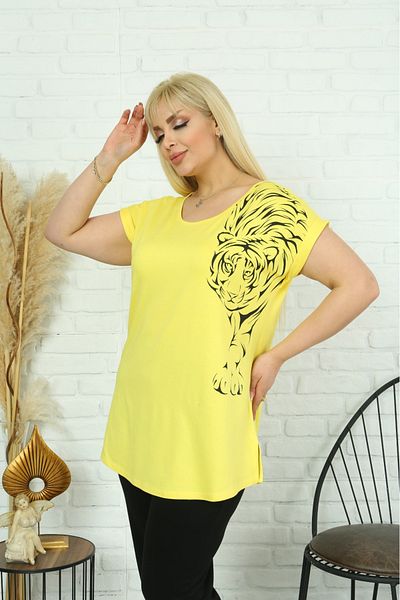 vividbutik BIG SIZE TIGER PATTERNED TUNIC TSHIRT
