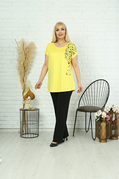 vividbutik BIG SIZE TIGER PATTERNED TUNIC TSHIRT