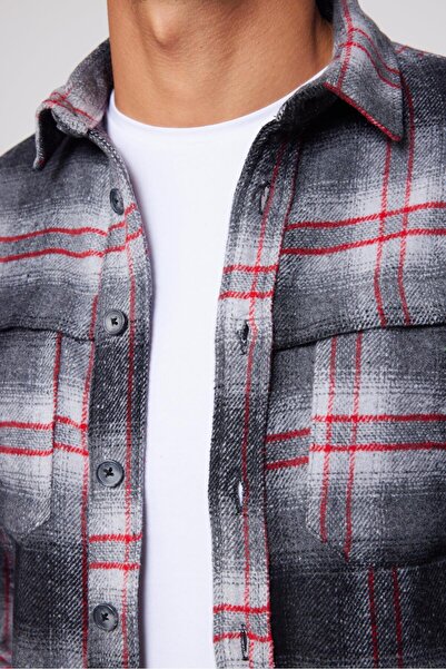 Tudors Slim Fit Uzun Kollu Dar Kesim Kareli Çift Cep Erkek Gömlek