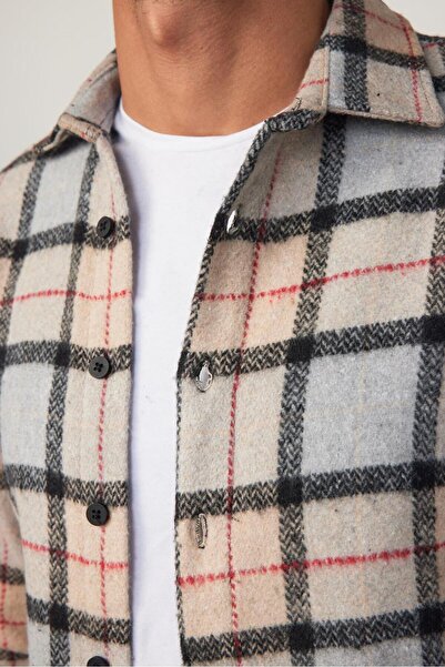 Tudors Zimní dřevorubecká pánská košile Slim Fit s dlouhým rukávem Slim Fit kostkovaný