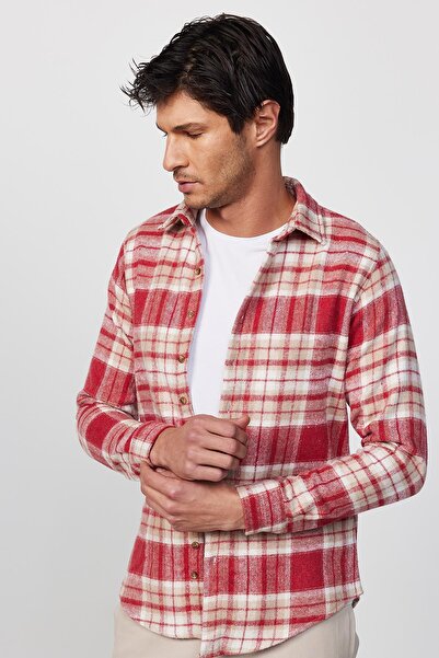 Tudors Zimní dřevorubecká pánská košile Slim Fit s dlouhým rukávem Slim Fit kostkovaný