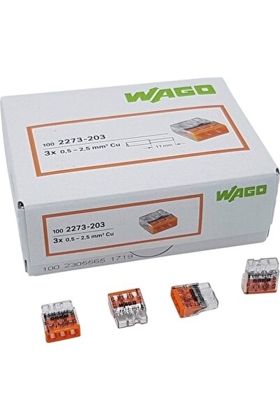 Tamer Elektrik Wago 100 ADET Klemens 3 Kutuplu Buat İçi
