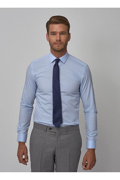 AC&Co / Altınyıldız Classics Sixstars Classics Slim Fit Cămașă clasică cu rever Cămașă pentru bărbați albastru deschis uni 4a2000000001